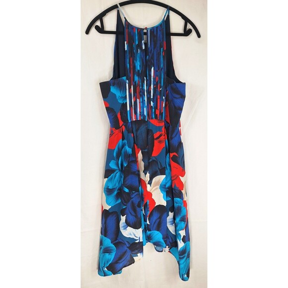 ANTONIO MELANI SILK FLORAL PRINT ROUGE & PERSIAN BLUE Size 8 - Picture 3 of 9